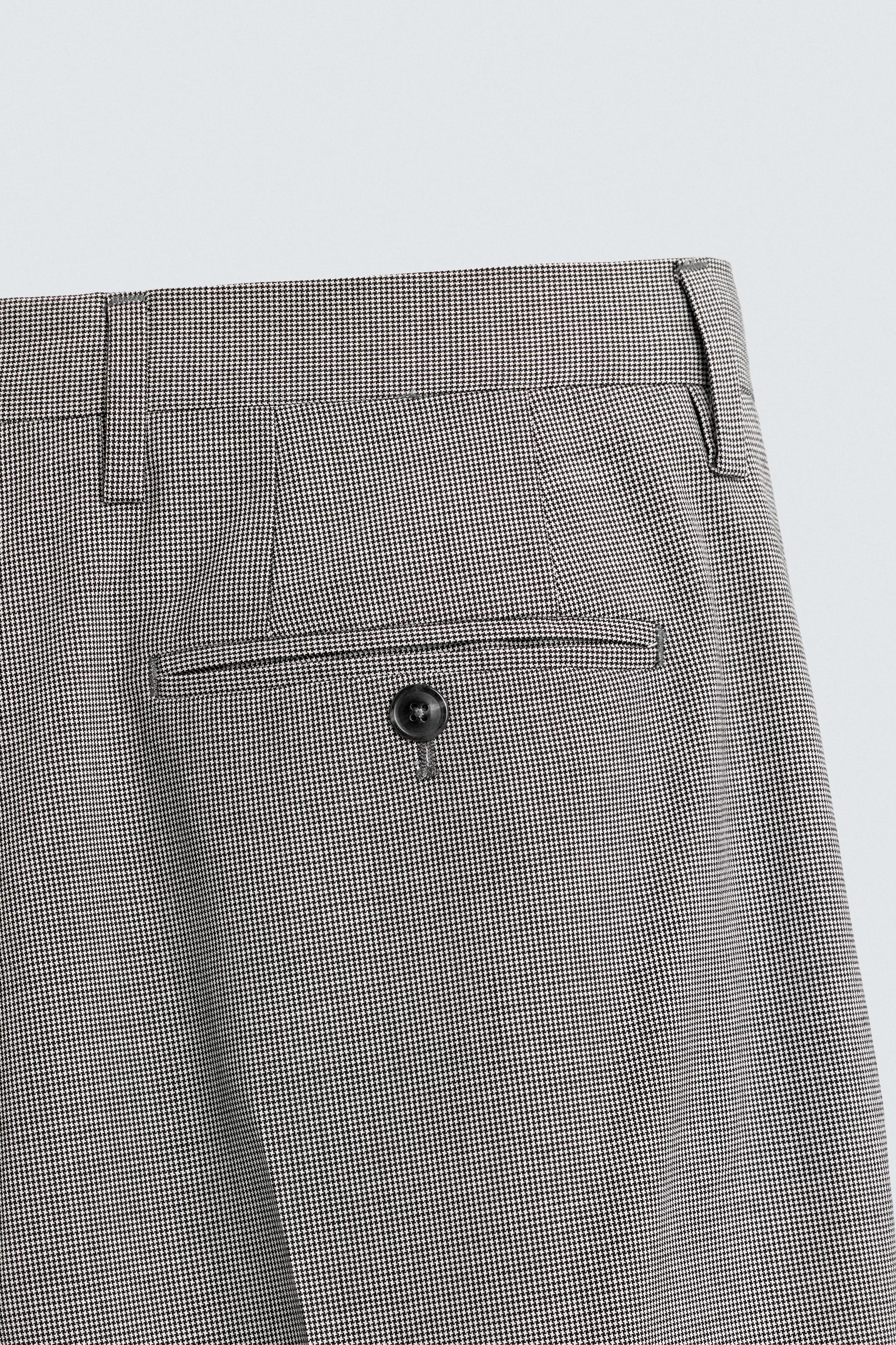 REGULAR FIT HOUNDSTOOTH SUIT PANTS